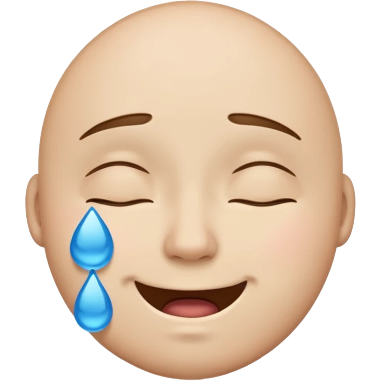 Pleading Face emoji, smiling with closed eyes and two large blue tears—iOS style. emoji