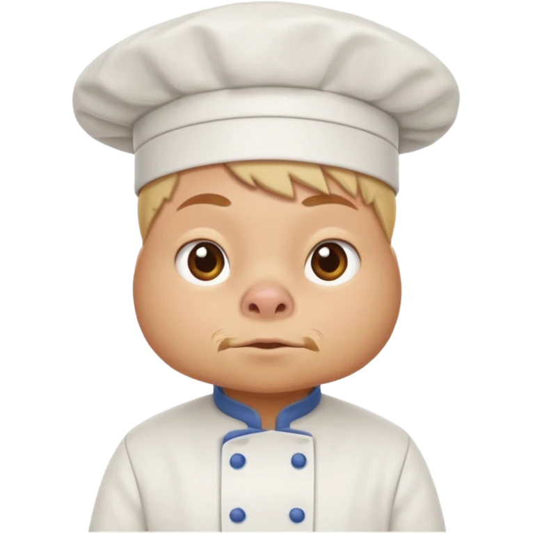 Gallina con ropa de chef con una cara de conflicto de aprovacion y demostracion emoji