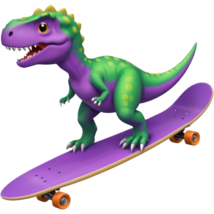 Dinosaur surfing on a purple wave with a skateboard  emoji