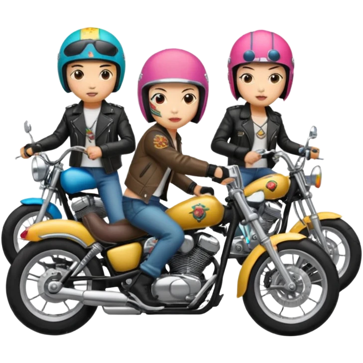 Japanese biker gang members riding motorcycles emoji
