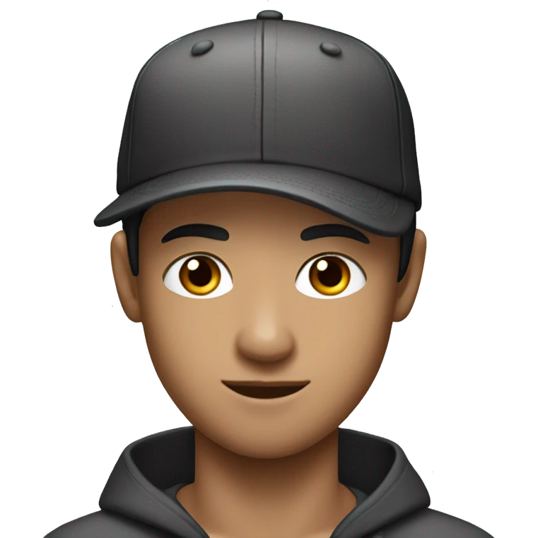 young Australian man, black hair, shaved , cap lv emoji