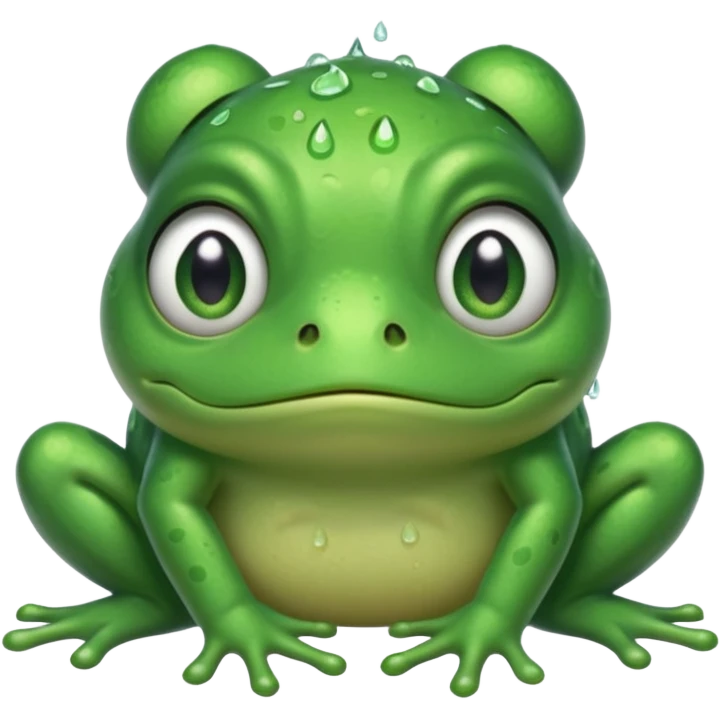  قورباغه ای که‌ ناراحته و دستش رو سرشه و اشکش در اومده و گوگولی ایستاده emoji