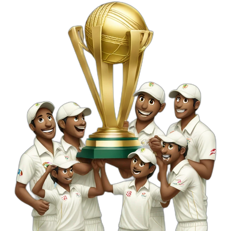 cricket team with worldcup trophy emoji