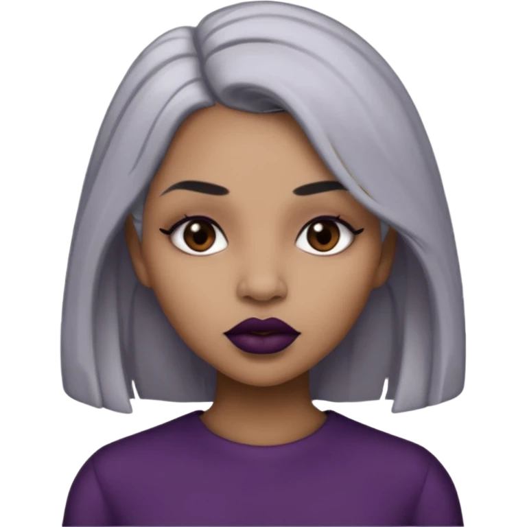 Light brown skin  grey hair black lips girl emoji