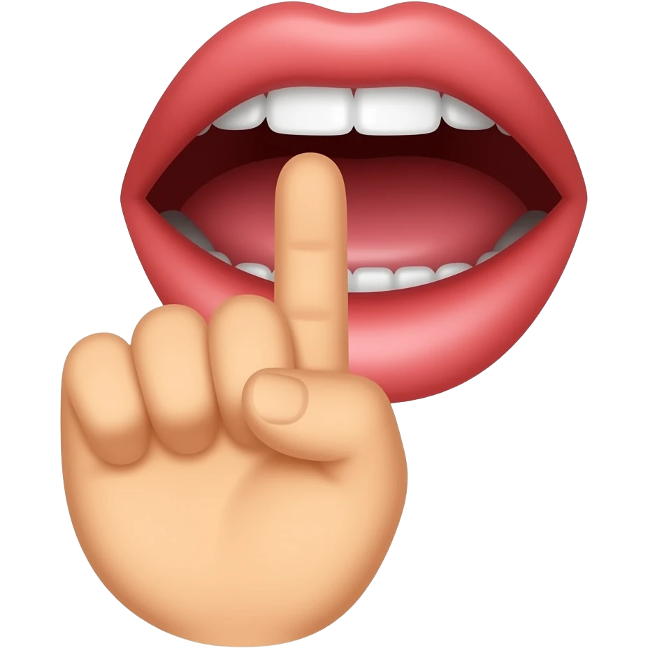 Une bouche qui mord son doigt style iphone emoji
