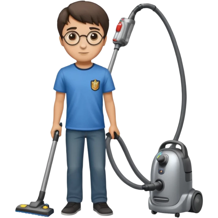 Harry Potter is vacuum cleaning the room emoji