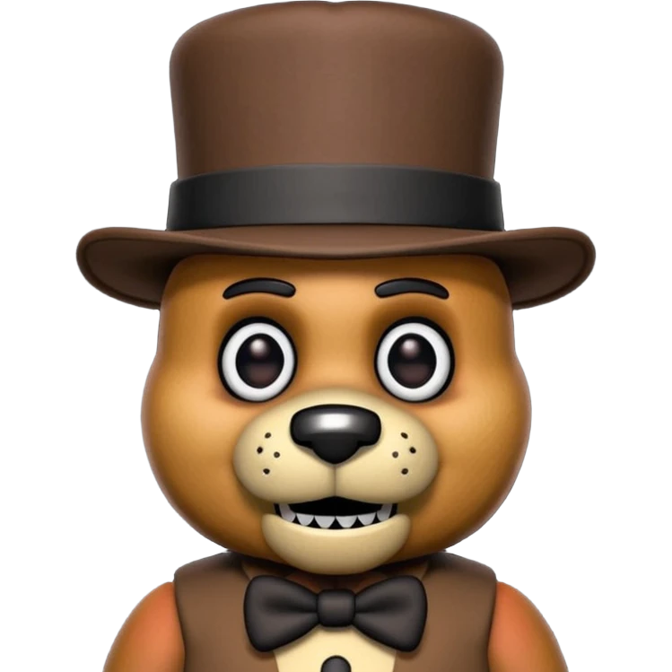 Freddy Fazbear with black and tiny hat from Five Nights At Freddy's Movie emoji