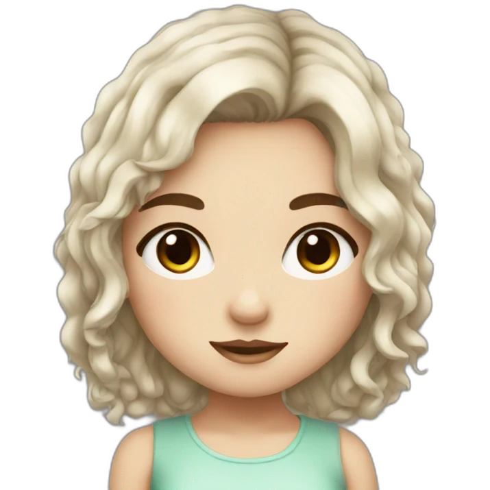 chibi cartoon girl with dark brown hair and freckles emoji