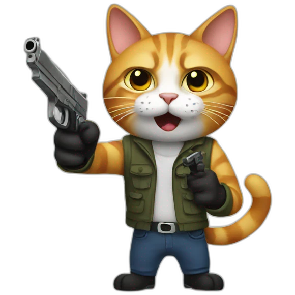 cat pointing a gun emoji