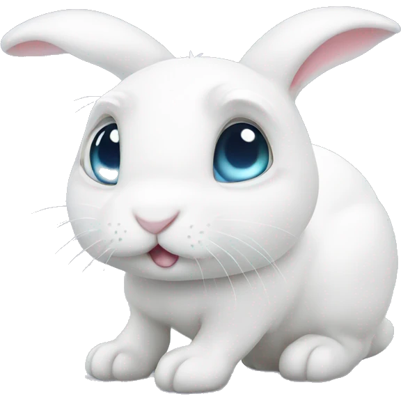 cute white bunny with three eyes emoji
