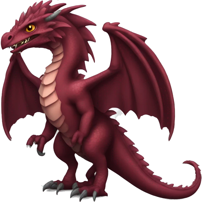Cool edgy Maroon dragon-raptor with darker mane emoji