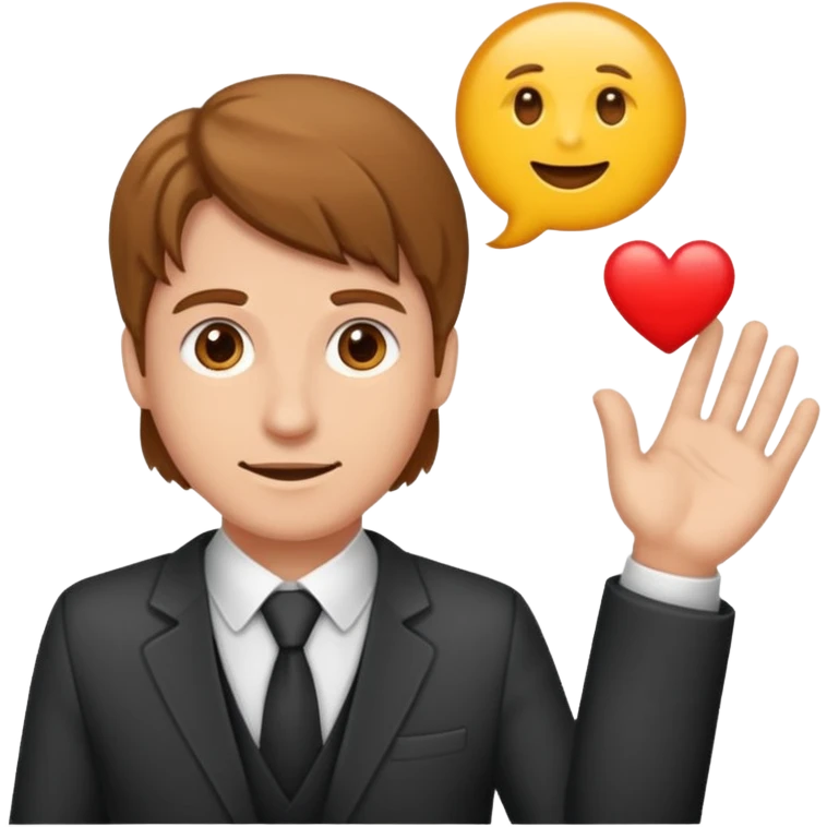 Mach mir einen Typen mit braunen haaren der an der börse als trader arbeitet der mit einer hand so von vorne nach rechts zeigt emoji
