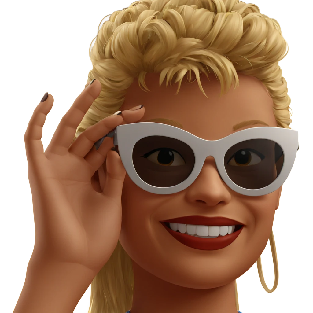 smiling girl in sunglasses emoji