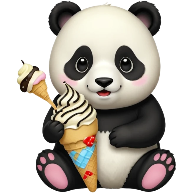 Panda eating ice cream emoji