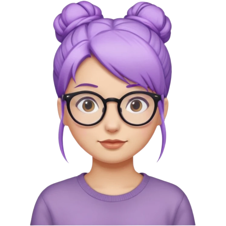 light purple hair girl bun and glassess emoji