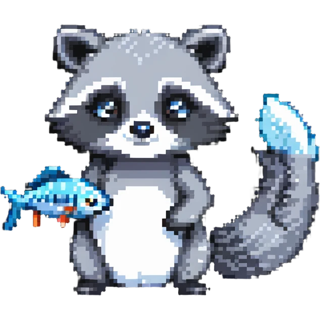 cute raccoon with fish-like features emoji