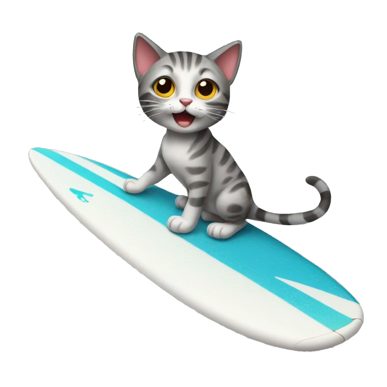 Cat riding surf board emoji