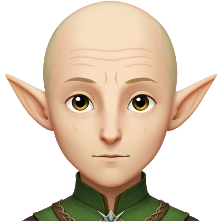 Solas from Dragon Age with bald head and pointed elf ears emoji