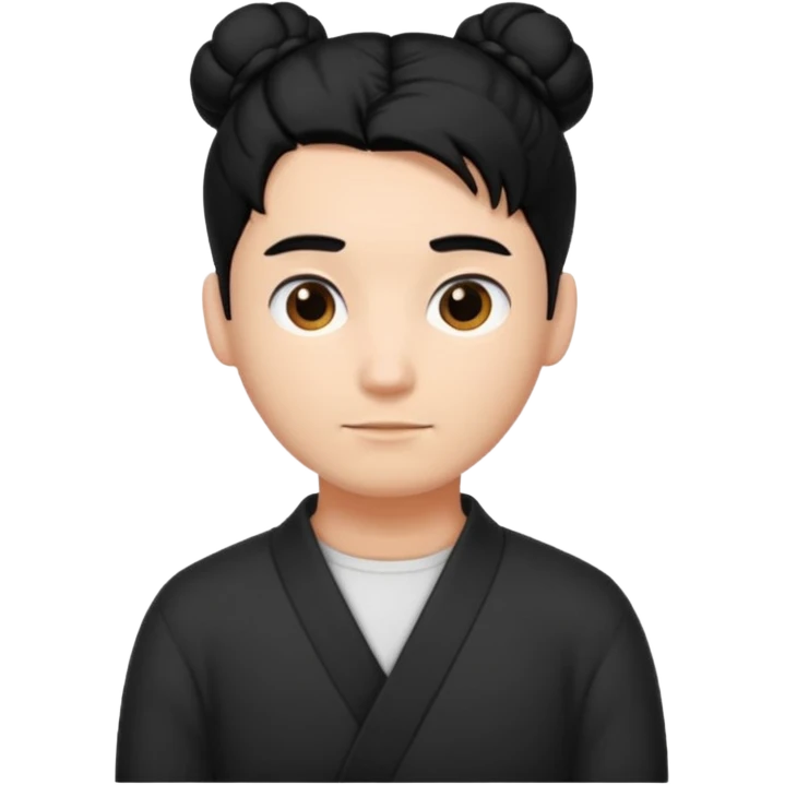 man with black hair tied in a bun emoji