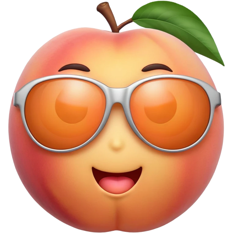 3D peach, peach with sunglasses, sour expression emoji