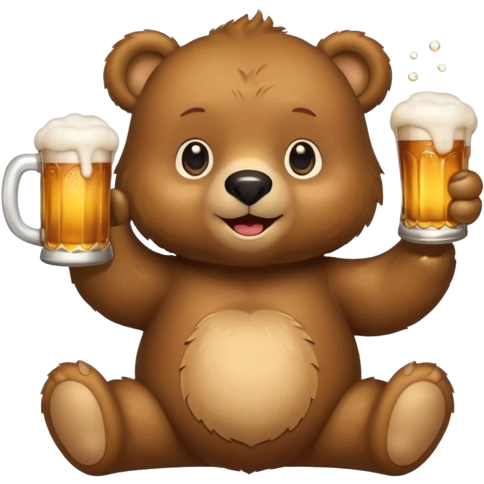 cute bear holding a frothy beer mug emoji