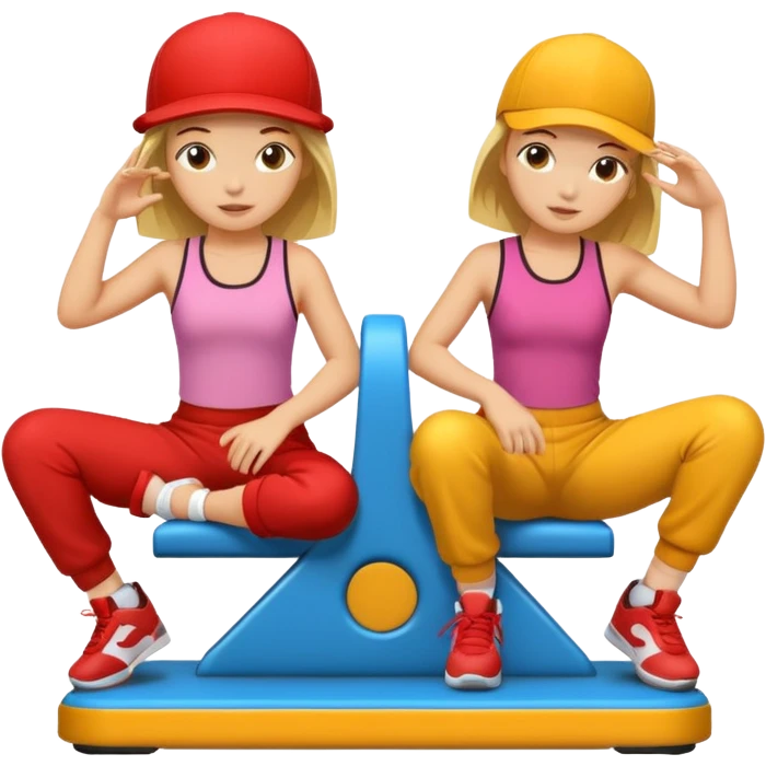2 girls sitting in breakdance ride emoji