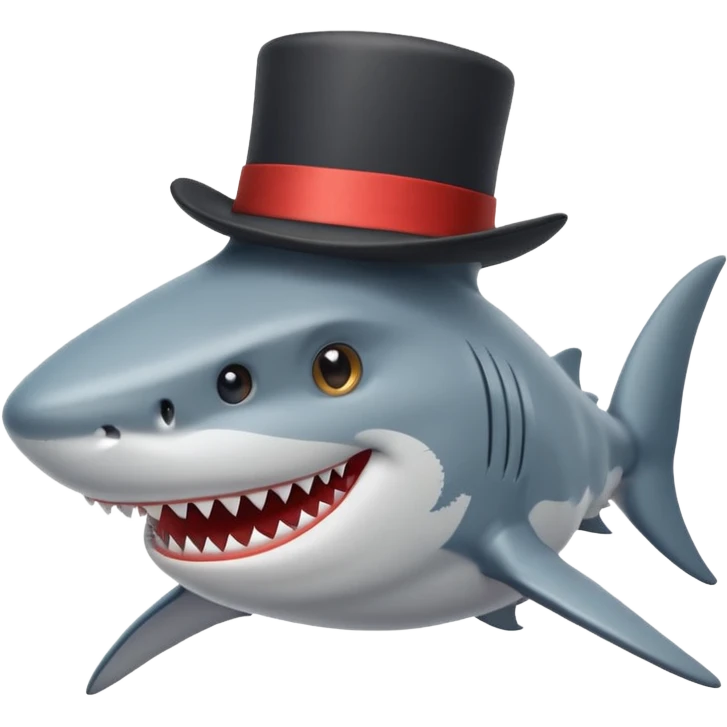 Shark with a top hat emoji