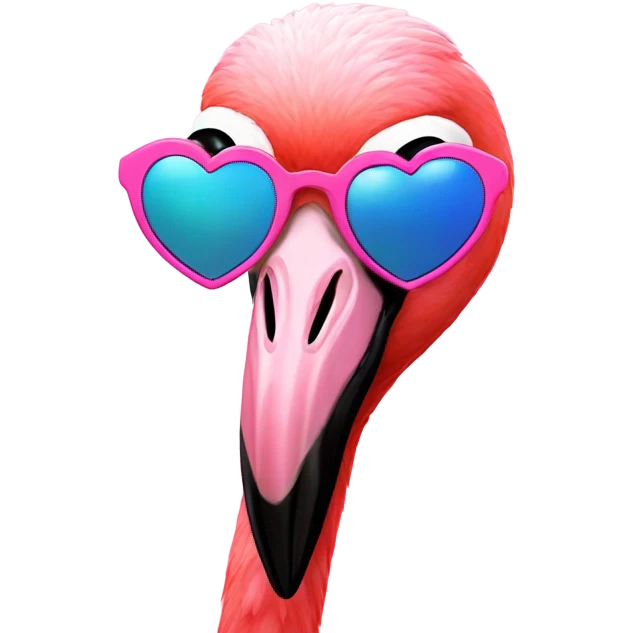 Flamingo with heart sunglasses emoji