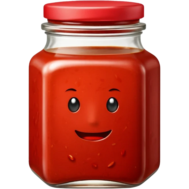 chilli bean sauce in a short wide neck square jar emoji