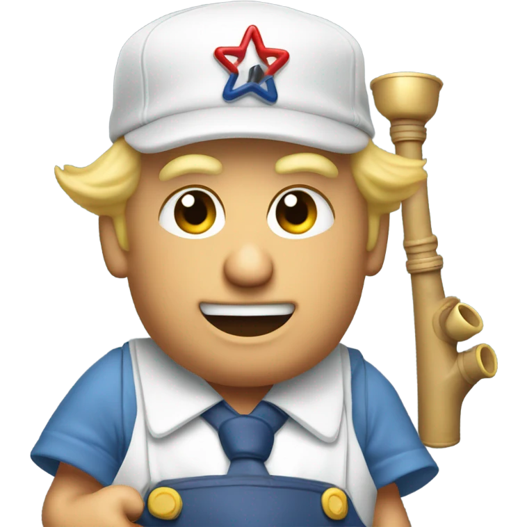  trump as the plumber with horns and bagpipes emoji