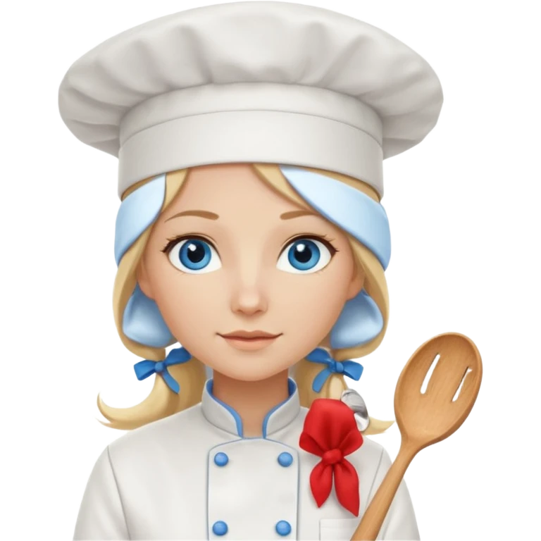 Long Blonde hair blue eyed female chef emoji