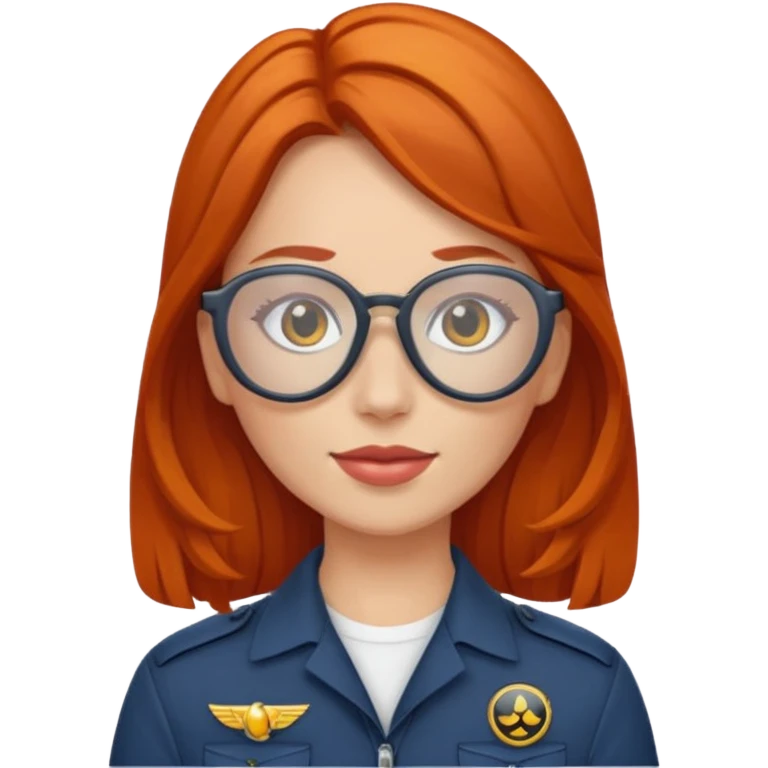 pilote femme rousse avec lunette de soleil emoji
