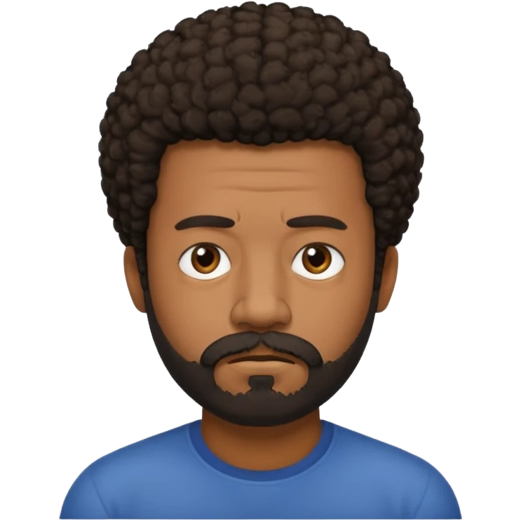black man with beard, mustache, and short afro sad emoji
