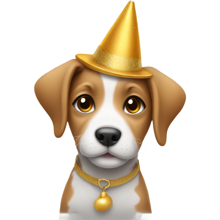 Puppy with a new years hat  emoji