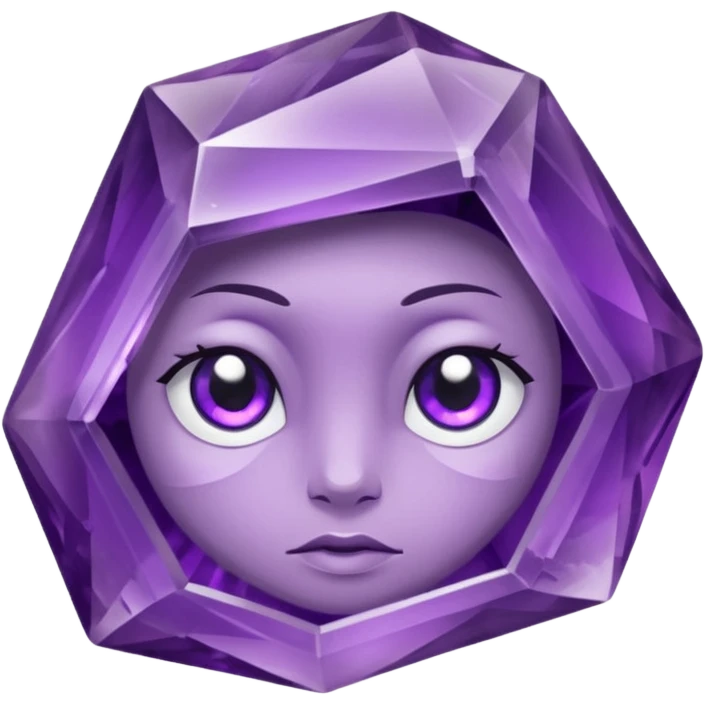 Single gemstone amethyst character rock, with carved facets with eyes beautiful emoji