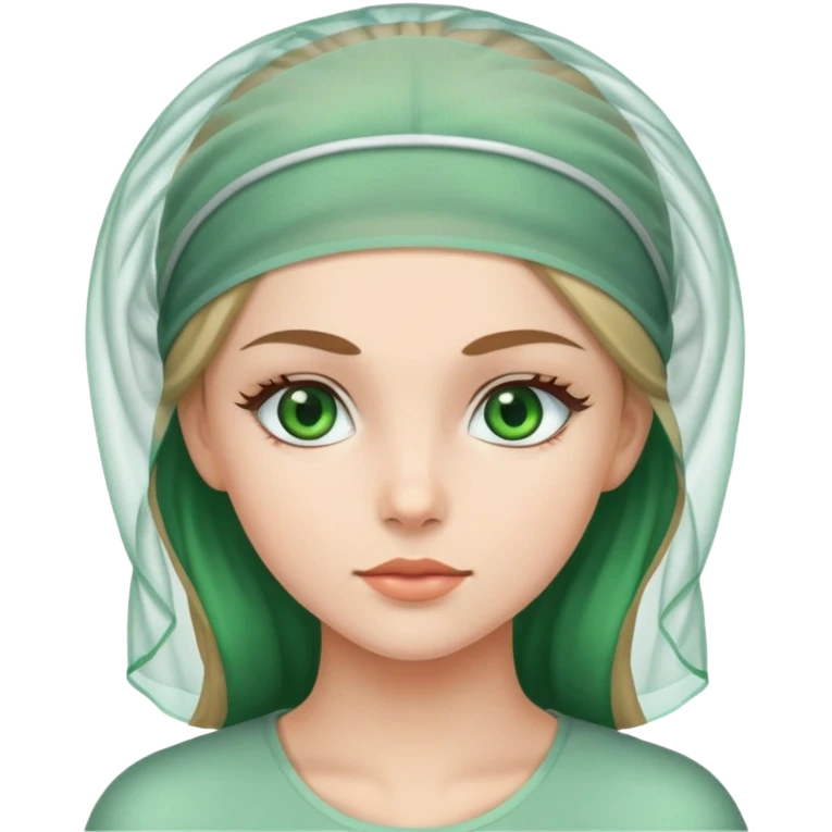 Green eyed girl wearing hair net emoji
