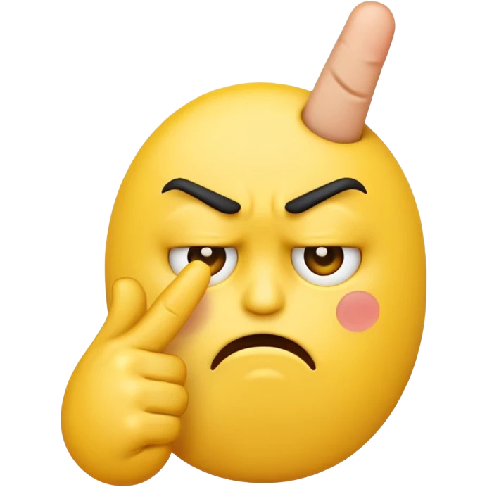 sad emoji with a middle finger emoji