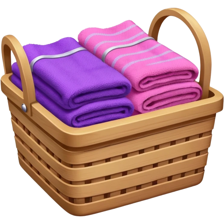 سلة تنظيف خشبية  بأغراض الوانها بنفسجي و وردي emoji