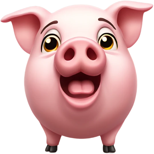 Nonplussed pig being surprised and raising eyebrows emoji