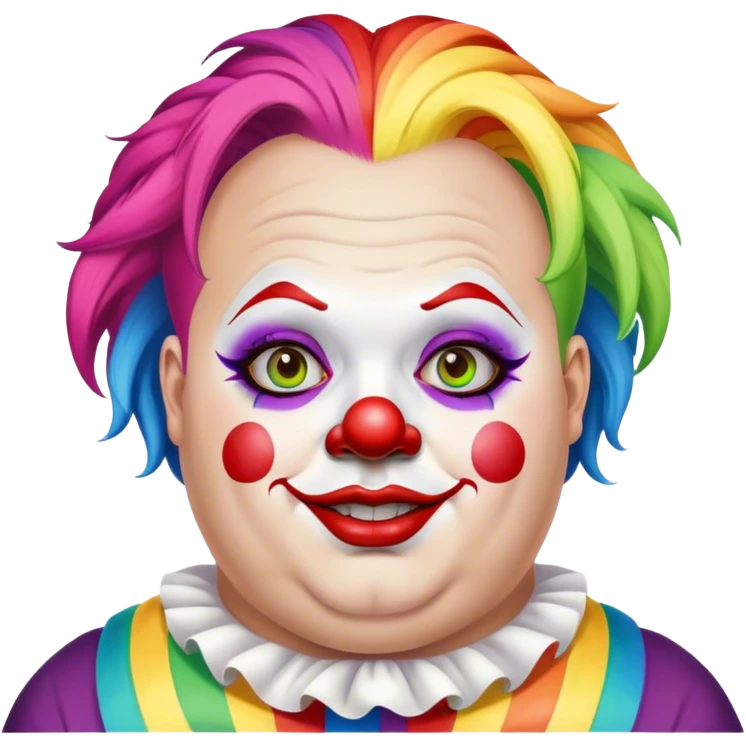 Woke overweight liberal angry with rainbow hair and clown makeup emoji