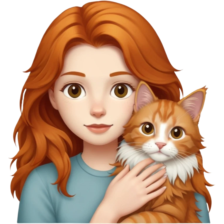 a Maine Coon cat holding a girl emoji