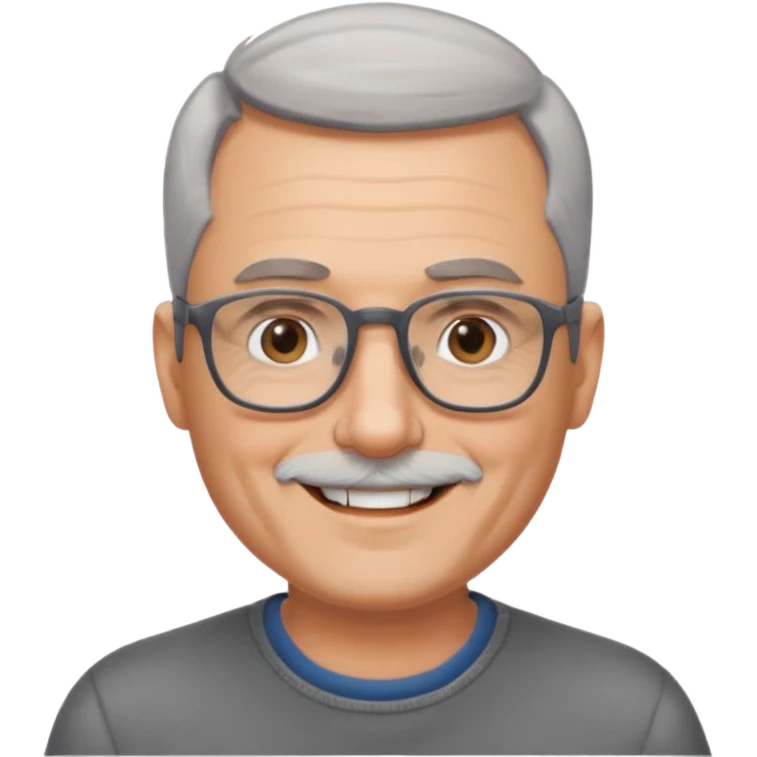 54 year old man, short shaved grey hair, full short, shaved beard stubble, glasses emoji