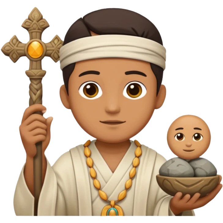 Ancient  mpriests with sculpture emoji