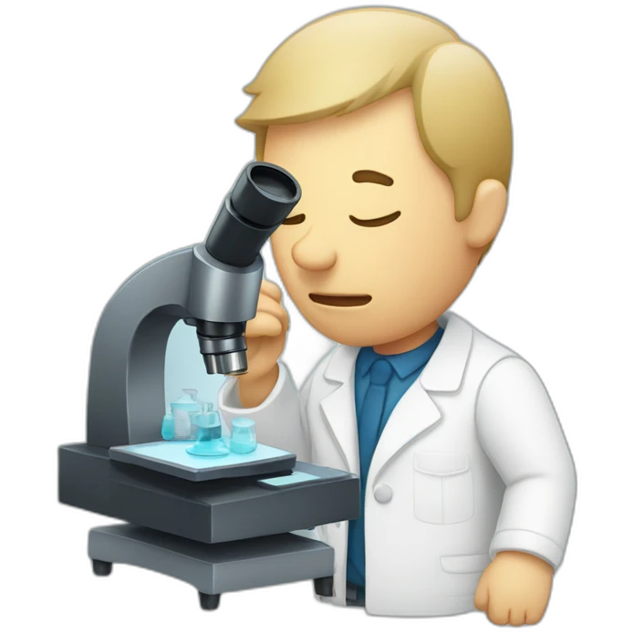 Sleepy man with microscope emoji