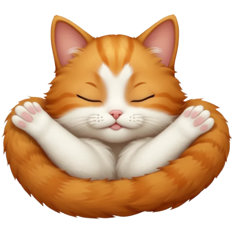 ginger and white small cat upside down with eyes closed emoji