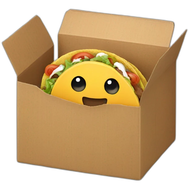 A cardboard box eating tacos emoji