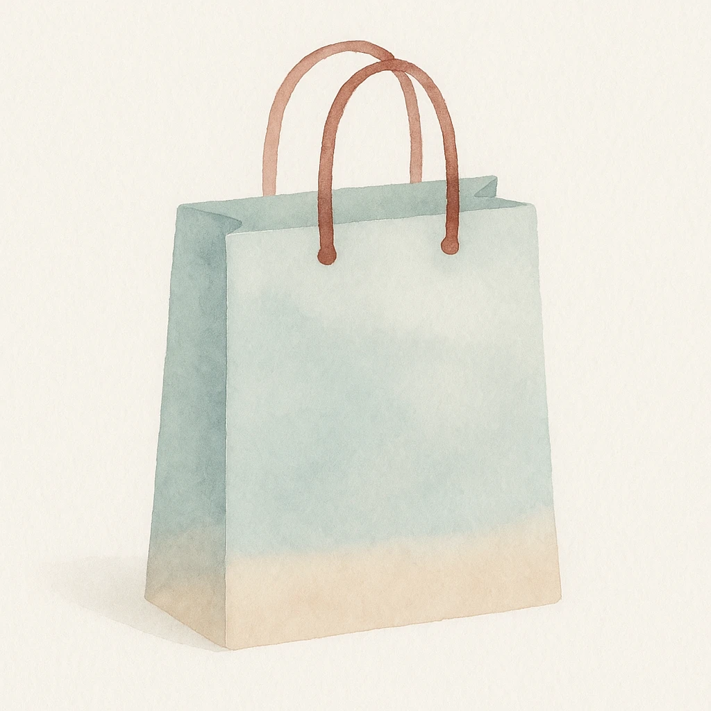 shopping bag, watercolor art style emoji