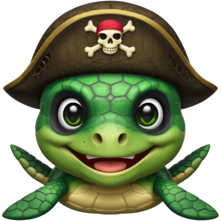 pirate turtle with skull and crossbones hat and black eyepatch emoji