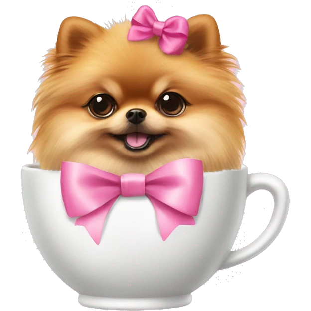 Teacup Pomeranian with a pink bow  emoji