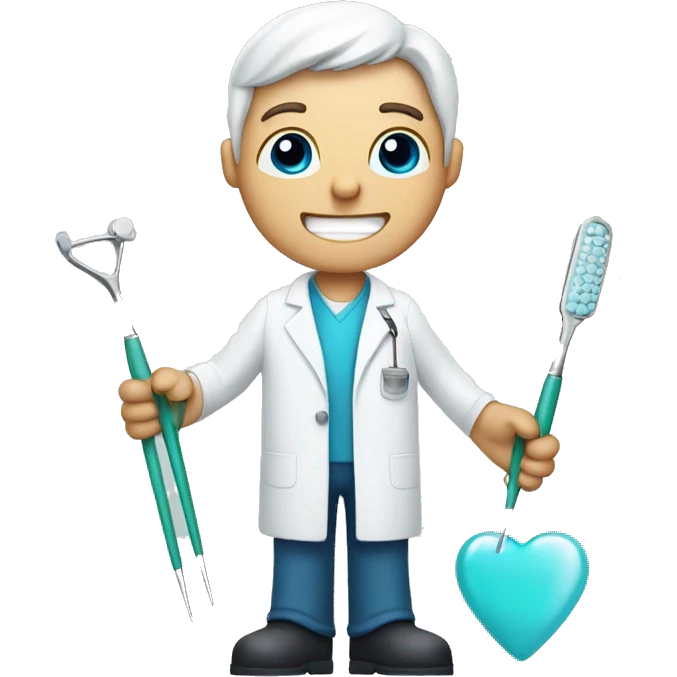 White man Dentist, with dentist instruments in hands emoji